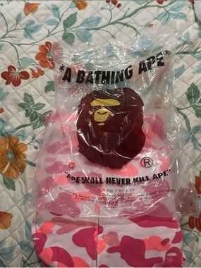 Bape Men Sweater Zip Up Pink Camouflage